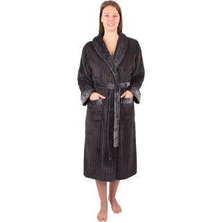 Betz Bademantel Bademantel Microfaser mit Schalkragen - MALMÖ - für Herren und Damen, Gürtel grau S/M