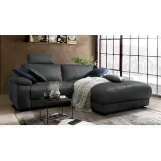 KAWOLA Eckcouch Leder 2-Sitzer Schwarz