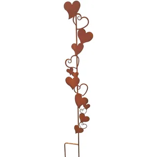 Bornhöft Edelrost Gartenstecker Herzen – Romantische Metall-Deko für Garten & Terrasse, Rostige Herz-Skulptur, Wetterfest & Stabil Rostoptik 116cm
