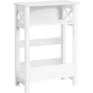 Yaheetech Beistelltisch Couchtisch 3 Ebenen Nachttisch 50×25×70 cm, Weiß | Sofatisch mit Offenem Ablagefach & Zeitschriftenablage X-förmiger Kaffeetisch für Schlafzimmer/Wohnzimmer