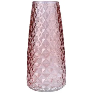 INNA-Glas Dekovase Blumenvase AMALFRIED mit Rautenmuster, Altrosa, 21cm, Ø10cm rosa