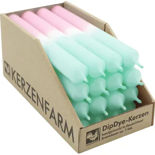 Kerzenfarm Hahn Dip Dye Stabkerze Mint-Rosa