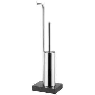 blomus WC-Garnitur -MODO- Toilettenbutler: Zeitlose Eleganz mit Edelstahl und Marmor, Elegant, Hochwertig, Edelstahl, Marmorsockel, Robust, Zeitloses Design silberfarben