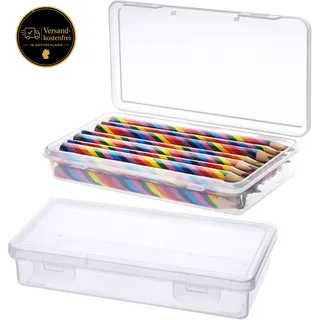 Stiftebox Kunststoff Set 2 Stück stapelbar, transparent, Organizer für Büro Schu
