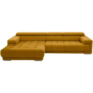 Beldomo Speed Ecksofa, Currygelb, Metall, 4-5-Sitzer, Ottomane links, L-Form, 335x190 cm, Goldenes M, Typenauswahl, Stoffauswahl, seitenverkehrt erhältlich, Rücken echt, Wohnzimmer, Sofas & Couches, Wohnlandschaften, Ecksofas