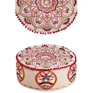 Marrakesch Orient & Mediterran Interior Pouf Orientalische Pouf Hocker Sitzpuff Dekoration Azra, Handarbeit beige