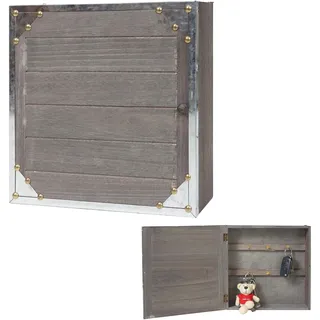 Schlüsselkasten Gabes, Schlüsselschrank Holzbox, Shabby-Look Vintage 27x27x6cm ~ grau-braun