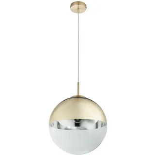 Kugel Hängelampe gold Lampen Wohnzimmer hängend Pendelleuchte Glasschirm 1 Flammig, Metall klar, 1x E27, DxH 30x120cm