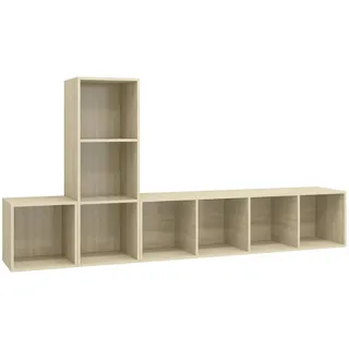 vidaXL 3-tlg. TV-Schrank-Set 37 x 142,5 x 37 cm Braun/Eiche Holzwerkstoff