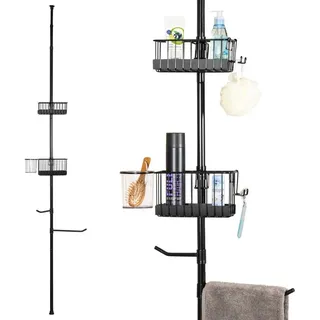 bremermann Teleskopregal Badregal ausziehbar bis max. 290 cm aus Metall schwarz 34,5 cm x 290 cm x 14 cm