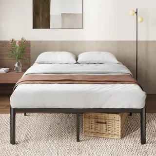 Zinus Van Bettgestell 180x200 cm - Metallbett 180x200 mit Metall-Lattenrost - 41 cm Hohe Plattform mit Freiraum Darunter - Kein Boxspringbett Erforderlich - Einfache Montage - Schwarz