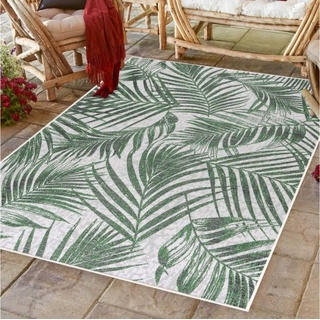 Outdoorteppich, Homtex, 240 x 340 cm, In Outdoor Teppich Beige, Vintage Design, Flachgewebe, Wetterfest grün 240 x 340 cm