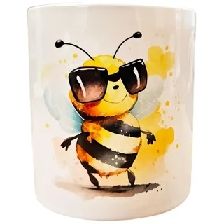 Spardose Keramik Trinkgeldkasse Bedruckt Motiv BEE COOL Coole Biene Kinder Erwachsene Geschenk