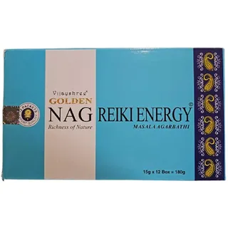 Vijayshree Golden Nag Reiki Energy Räucherstäbchen 12x15g | Aromatische Duftstäbchen | Beruhigend & entspannend | Yoga, Meditation, Natürlich & hochwertig spirituelle Rituale Wellness mit Kajal