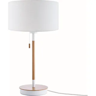 Tischlampe Nachttischlampe Schreibtischlampe Höhe 49 Cm Design Skandinavisch Weiß (ø28 Cm), Tischleuchte Weiß/holz - Paco Home