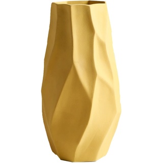 DUNAKE Blumenvase Modern, Nordische Keramik Vase Groß, Origami Förmige Dekovase, Tischvase Für Wohnzimmer TV-Schrank Blumenarrangement Dekoration (Color : Yellow)