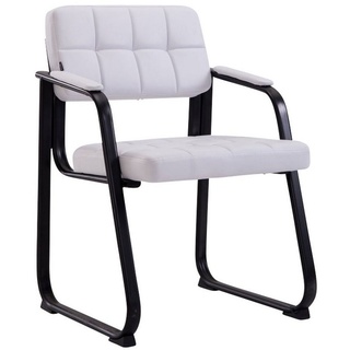 TPFLiving Besucherstuhl Canam mit hochwertig gepolsterter Sitzfläche - Konferenzstuhl (Küchenstuhl - Esszimmerstuhl - Wohnzimmerstuhl), Gestell: Metall matt schwarz - Sitzfläche: Kunstleder weiß weiß