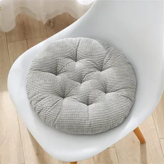 Hiseng Cord Sitzkissen Tatami Stuhlkissen Runde Weiches Baumwolle Dickes Matratzenkissen Bodenkissen Sitzpolster für Esszimmer Küche Terrasse Stuhl Bank (Grau,40x40cm)