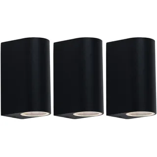 Aussenleuchten Haustür Up Down Wandleuchte schwarz Wandlampe Terrasse Aluminium, Farbwechsel dimmbar mit Fernbedienung, 2x RGB LED 3,5W 290lm 3000K, BxH 6,5x14,5 cm, 3er Set