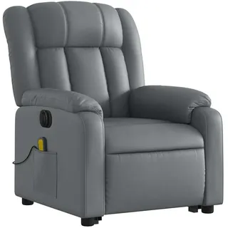 vidaXL Massagesessel mit Aufstehhilfe Kunstleder 92 x 98 x 0 cm Grau elektrisch