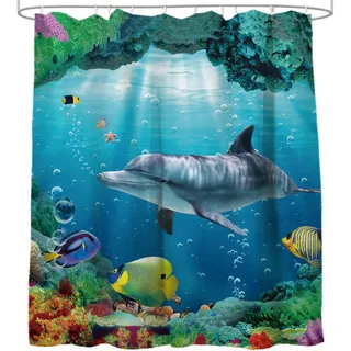 Sanilo Duschvorhang Delphin Korallen 180 x 200 cm blau