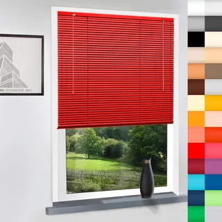 Aluminium Jalousie nach Maß, hochqualitative Wertarbeit, Maßanfertigung, für Fenster und Türen, Alu Jalousien, Decken oder Wandmontage (Rot, Höhe: 220cm x Breite: 70cm)
