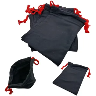 NAAA Stoffbeutel mit Kordelzug Baumwolle Klein 21x15cm - 10 Stück Stoffsäckchen zum Befüllen für Adventskalender, Geschenkbeutel Stoff, Jutebeutel Klein, Weihnachtssäckchen (Schwarz/Rot)