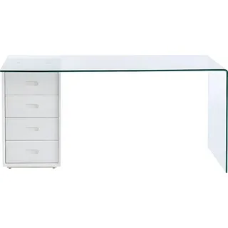 MURIEL Schreibtisch mit Stauraum - 4 Schubladen - Gehärtetes Glas und MDF