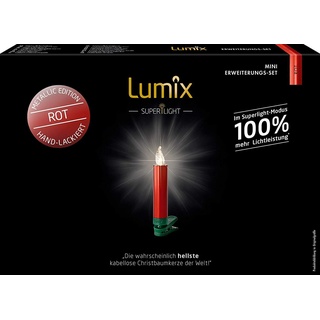 Lumix Kabellose LED Christbaumkerzen Superlight Mini Metallic Rot Erweiterungs-Set mit 6 Kerzen, Art. 75556