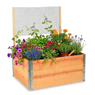 Relaxdays Hochbeet mit Rankhilfe 120 x 80 x 118 cm Schwarz/Silber
