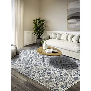 Villeroy & Boch Ernest Kurzflorteppich 200 x 280 cm Blau/Weiß