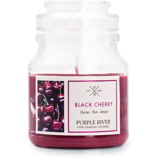 Purple River Duftkerze im Glas klein | Duftkerze Sojawachs | Black Cherry (113g) | Duftkerze Kirsche | Fruchtige Duftkerze | Kleine Kerze im Glas mit Deckel
