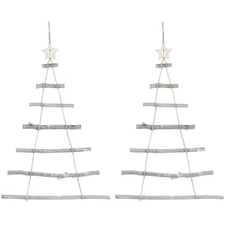 Britesta Weihnachtsbaum Leiter: 2 Deko-Holzleitern in Weihnachtsbaum-Form zum Aufhängen, 48 x 78 cm (Weihnachtsdeko Holzleiter, Deko Holz, Weihnacht)