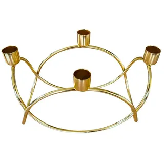 Online-Fuchs Kerzenhalter Kerzenständer, moderner Adventskranz aus Metall, geschwungen (Gold -, 24 x 13 cm groß), für 4 Stabkerzen geeignet goldfarben