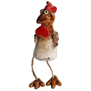 Kaufhaus le petit Kantenhocker Kantenhocker Hahn Huhn Keramik Gartenstecker Deko Tier Skulptur Figur, Vogel Zaunhocker Zaunsitzer Dekofigur Dekoskulptur Dekoobjekt