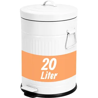Relaxdays Retro Mülleimer 20 l Weiß
