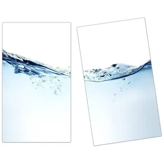 Primedeco Herd-Abdeckplatte Herdabdeckplatte Spritzschutz aus Glas Wasser bewegend, Glas, (2 tlg) blau