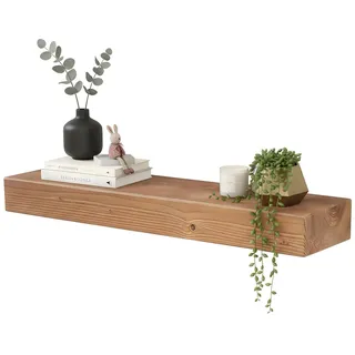 levandeo Wandregal Holz Massiv 80x20cm Eiche Farbig Wandboard Vintage Rustikal Design Natur Regal