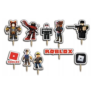 Festivalartikel Tortenstecker Roblox Topper Set 10 Stk Geburstag Torten Deko Kuchen Junge weiß