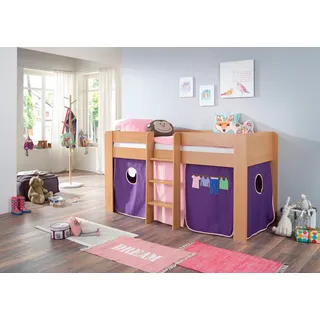 RELITA Hochbett Andi 90 x 200 cm Buche dekor natur rosa