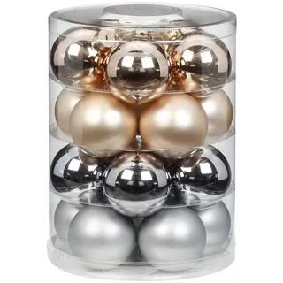 MAGIC Weihnachtskugeln Glas 6cm 20 STK. Christbaumkugeln Farbe: Glowing Mountains (grau/beige/Glanz/matt)