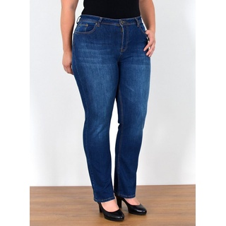 ESRA Straight-Jeans FG5 High Waist Damen Jeans Straight Leg Stretch Hose Übergröße Große Größe blau 54