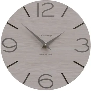 CalleaDesign Wanduhr Smile – Handgefertigt in Italien, Leise, Modernes Design, 30 cm – Elegantes Holz, Deutsches Uhrwerk – Brise Eiche