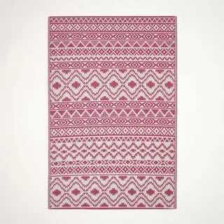 Homescapes Tia Outdoor-Teppich 240 x 300 cm Pink/Rosa/Weiß