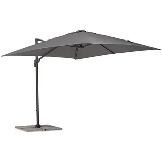 Ampelschirm Siviglia - Aluminium Anthrazit, Polyester-Stoff Dunkelgrau, 3x3 m
