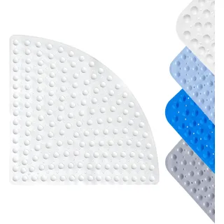 Eckduschmatte Dreieckig, 54 x 54 cm, 1 Stück Duschmatte rutschfest, Duschmatten mit Saugnäpfen, rutschfeste Matte mit Ablauflöchern, PVC Duschmattes, für Dusche und Sauna(Weiß)