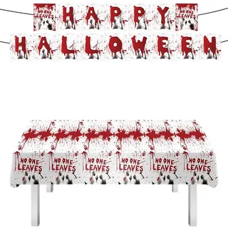 BNREOZA Halloween Tischdecke, 130x260cm Blutige Tischdecke, Halloween Banner, Wasserdichte Tischdecke Halloween, Halloween Party Dekoration, Halloween Outdoor/Indoor