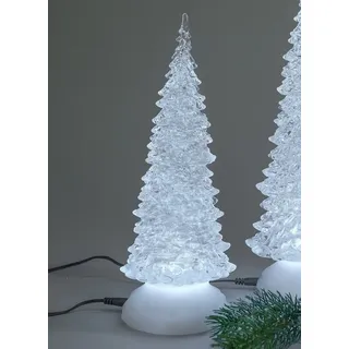 Formano Deko-Baum Pyramide aus Acryl mit Licht+Wasser, 27cm, 1 Stück, Glasklar-Weiß