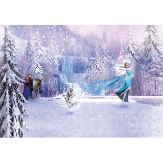 Disney Fototapete Frozen, Blau, Lila, Weiß, Papier, Prinzessin, 368x254 cm, Fsc, Made in Germany, Tapeten Shop, Fototapeten