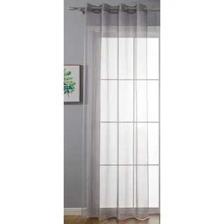 Ösenvorhang Transparent »Uni« Gardine HxB 245x140 cm Grau Stores Vorhang Ösen Bleibandabschluß Wohnzimmer, 20332-cn